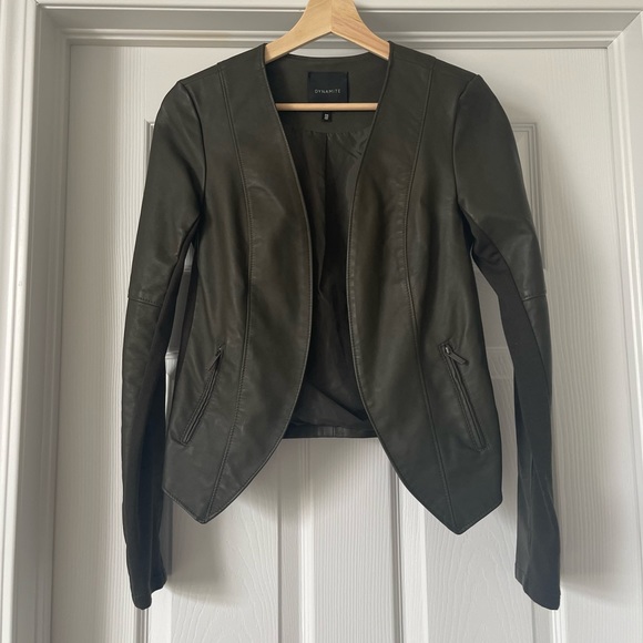 Dynamite Olive Green Leather Jacket - Picture 1 of 3